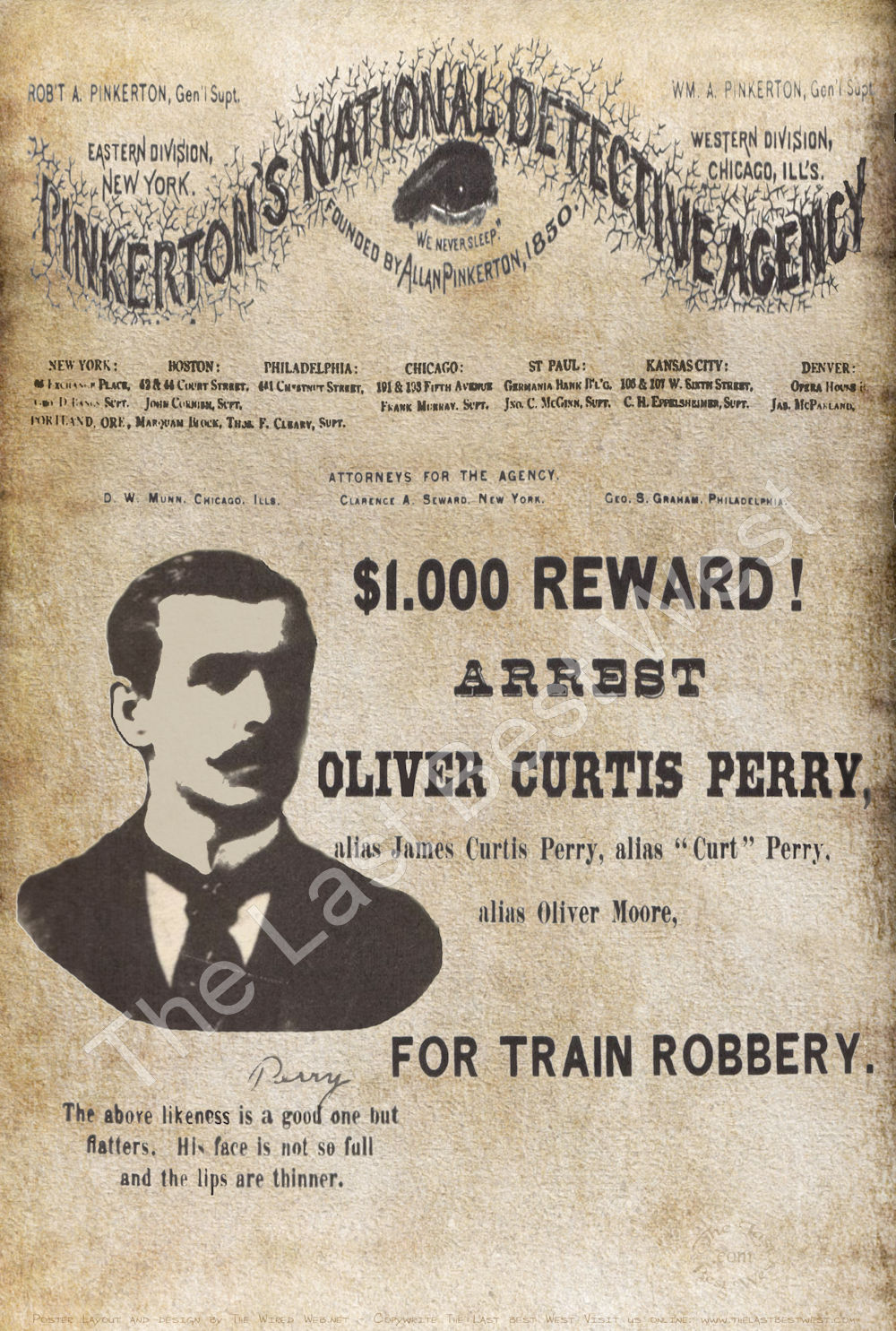 Pinkerton Circular Oliver Curtis Perry